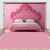 Lofaris Pink Princess Headboard and Floor Combo Set Backdrop Ornate Rococo Tufted Bed Fairytale Bedroom Photo Prop